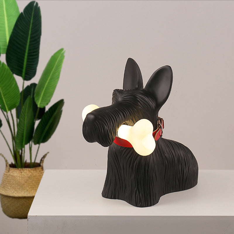 Nowoczesna Lampa Stołowa LED z Figurką Pieska