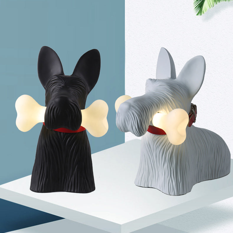 Nowoczesna Lampa Stołowa LED z Figurką Pieska