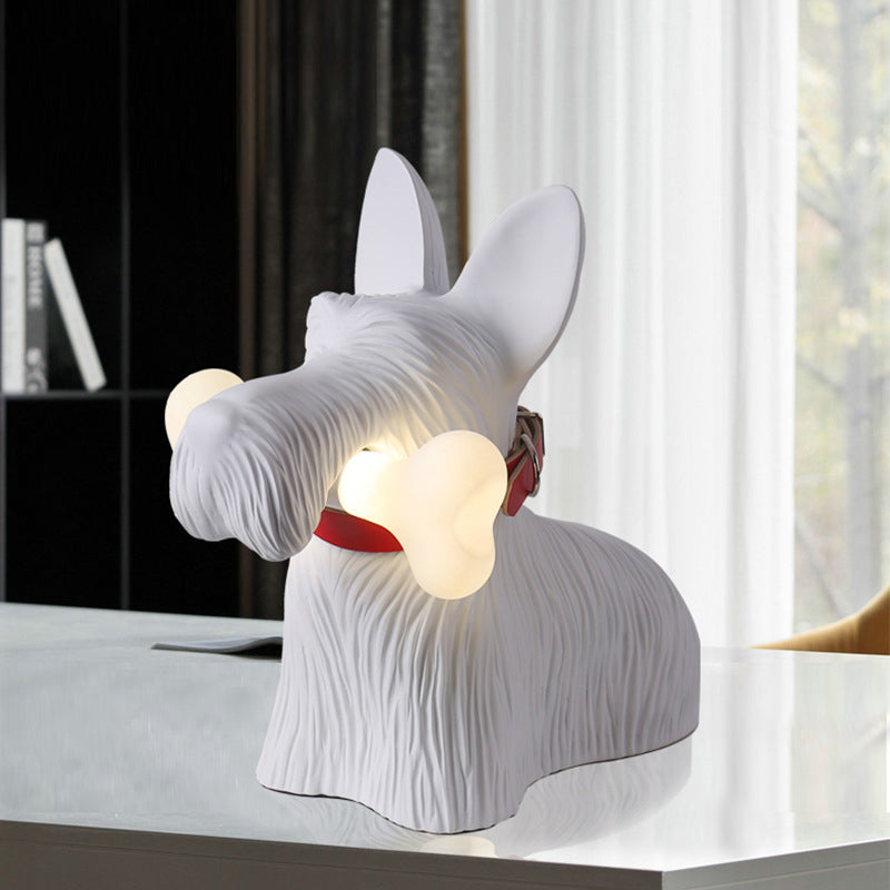 Nowoczesna Lampa Stołowa LED z Figurką Pieska