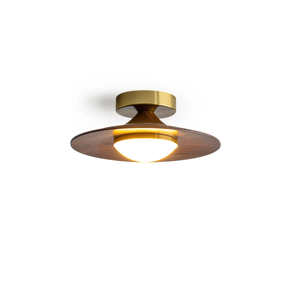 Plafon LED z Drewnianym Akcentem – Lampa Sufitowa Ø 24 cm