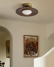 Plafon LED z Drewnianym Akcentem – Lampa Sufitowa Ø 24 cm