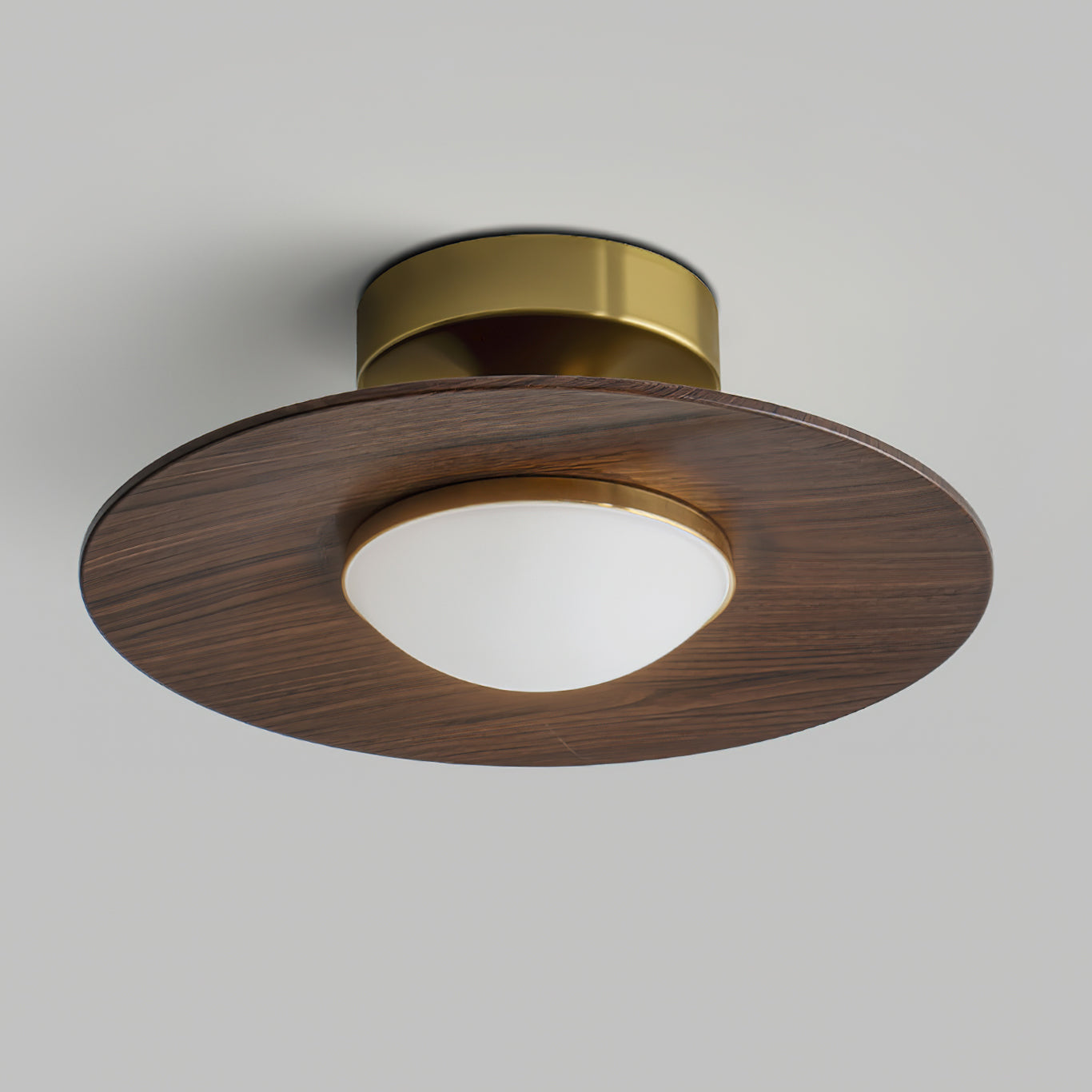 Plafon LED z Drewnianym Akcentem – Lampa Sufitowa Ø 24 cm