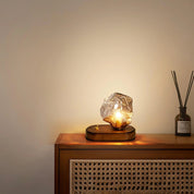 Nowoczesna Szklana Lampa Stołowa z Efektem Lodowego Kamienia
