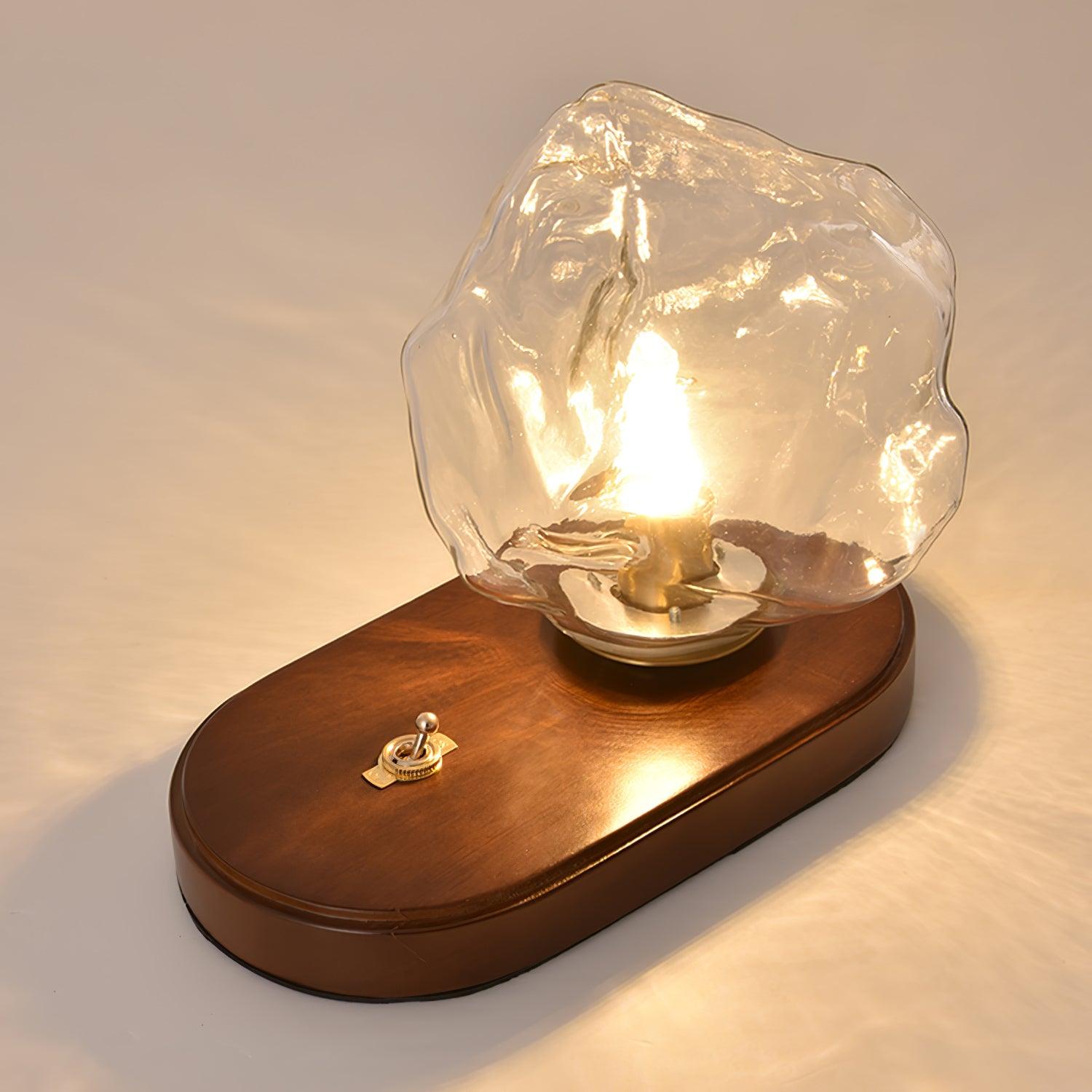 Nowoczesna Szklana Lampa Stołowa z Efektem Lodowego Kamienia