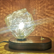 Nowoczesna Szklana Lampa Stołowa z Efektem Lodowego Kamienia