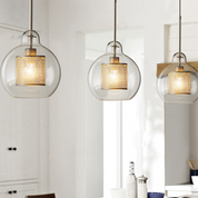 Nowoczesna Szklana Lampa Wisząca z Metalowym Wykończeniem