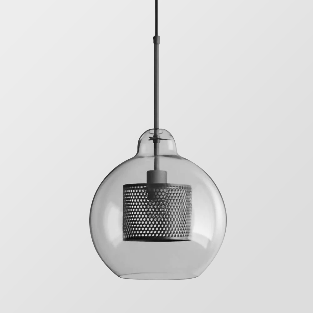 Nowoczesna Szklana Lampa Wisząca z Metalowym Wykończeniem