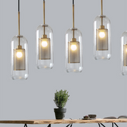Nowoczesna Szklana Lampa Wisząca z Metalowym Wykończeniem