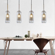 Nowoczesna Szklana Lampa Wisząca z Metalowym Wykończeniem
