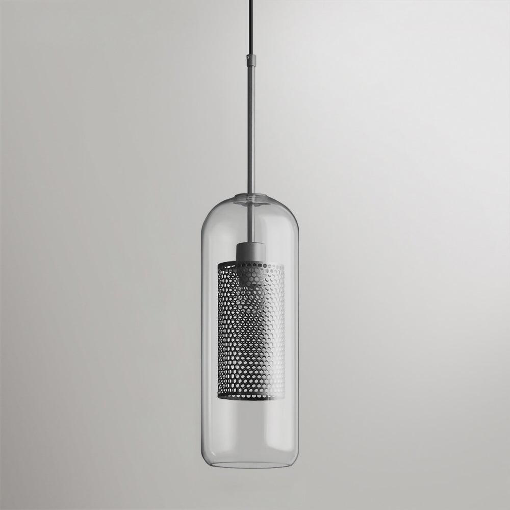 Nowoczesna Szklana Lampa Wisząca z Metalowym Wykończeniem