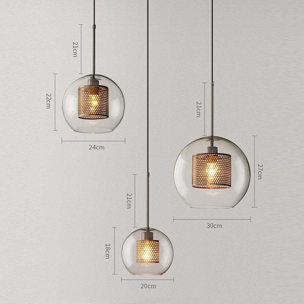 Nowoczesna Szklana Lampa Wisząca z Metalowym Wykończeniem
