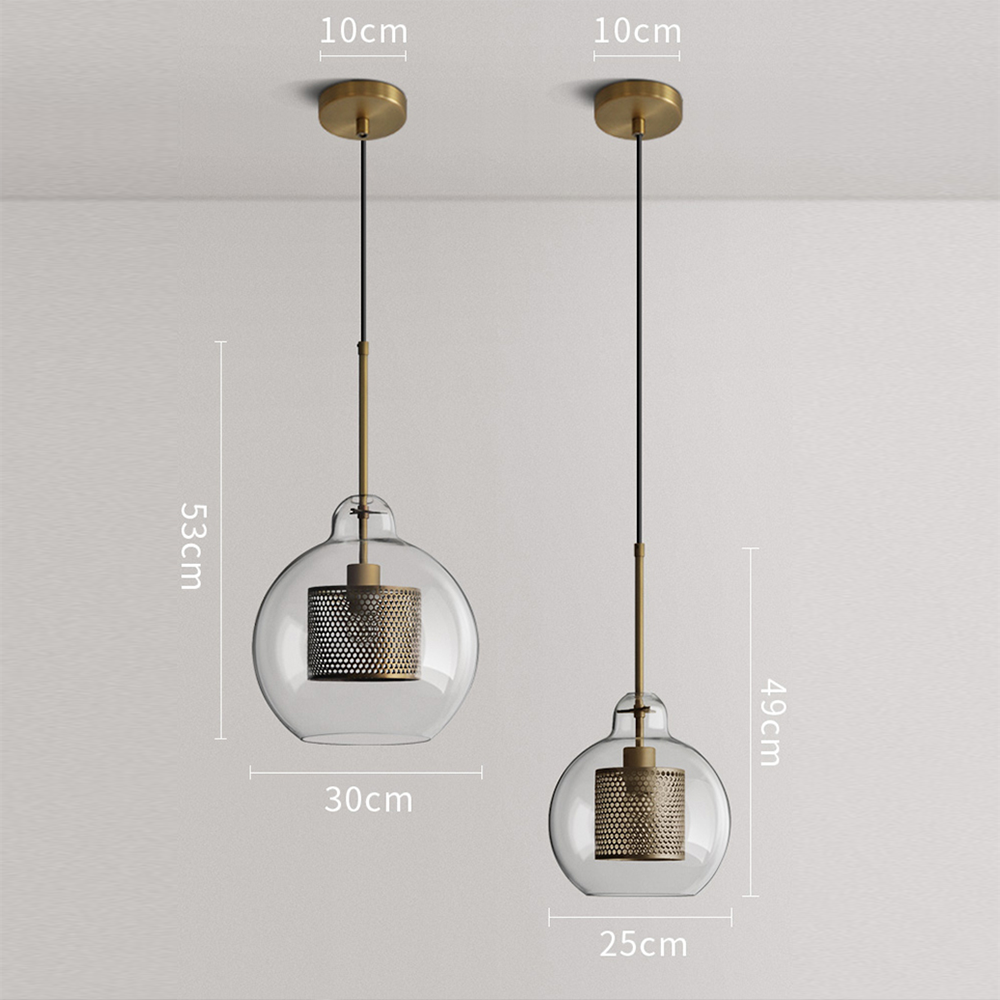Nowoczesna Szklana Lampa Wisząca z Metalowym Wykończeniem