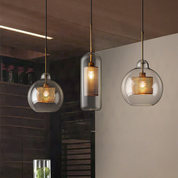 Nowoczesna Szklana Lampa Wisząca z Metalowym Wykończeniem