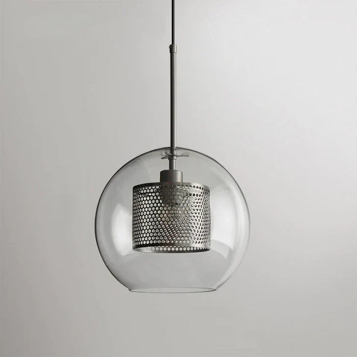 Nowoczesna Szklana Lampa Wisząca z Metalowym Wykończeniem