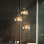 Nowoczesna Szklana Lampa Wisząca z Metalowym Wykończeniem