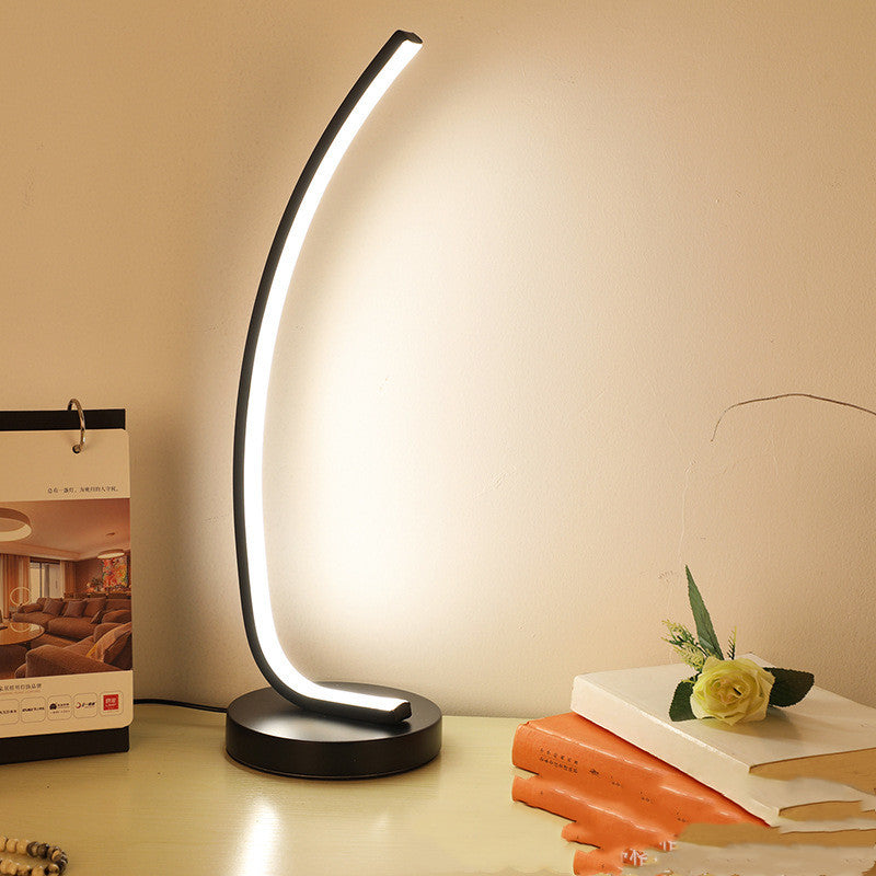 Nowoczesna Zakrzywiona Lampa Stołowa LED do Czytania i Pracy