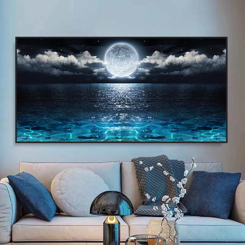 Obraz Moon Rise – Pełnia Księżyca nad Błękitną Wodą