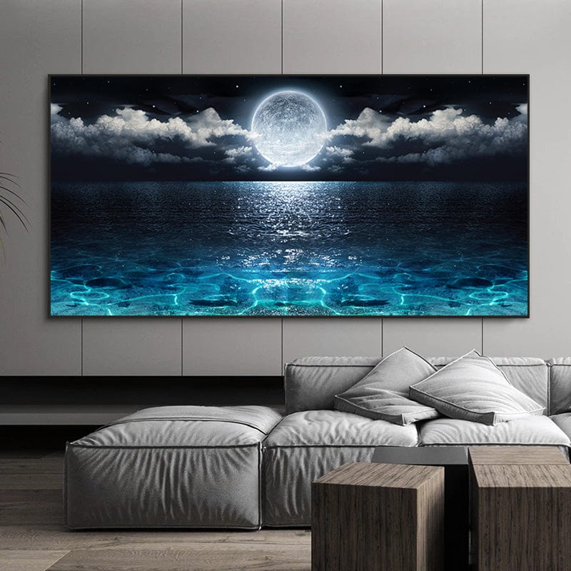 Obraz Moon Rise – Pełnia Księżyca nad Błękitną Wodą