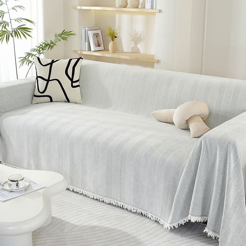 Protective Sofa Throw with Tassels and Machine Washable