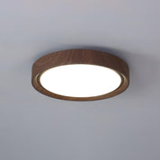 Okrągła Lampa Sufitowa LED z Efektem Drewna w Stylu Skandynawskim
