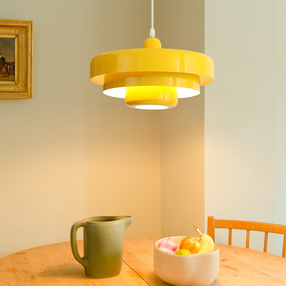 Okrągła Lampa Wisząca Retro z Metalowym Kloszem