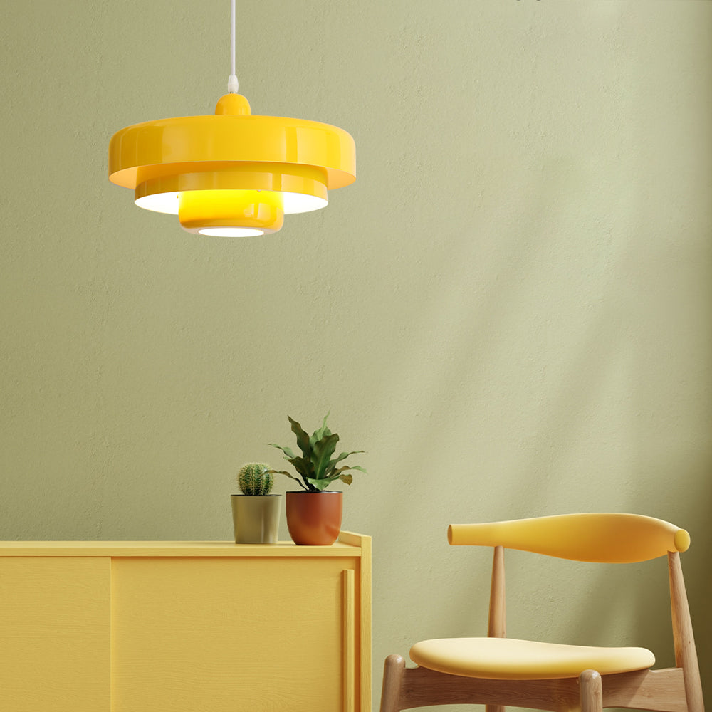 Okrągła Lampa Wisząca Retro z Metalowym Kloszem