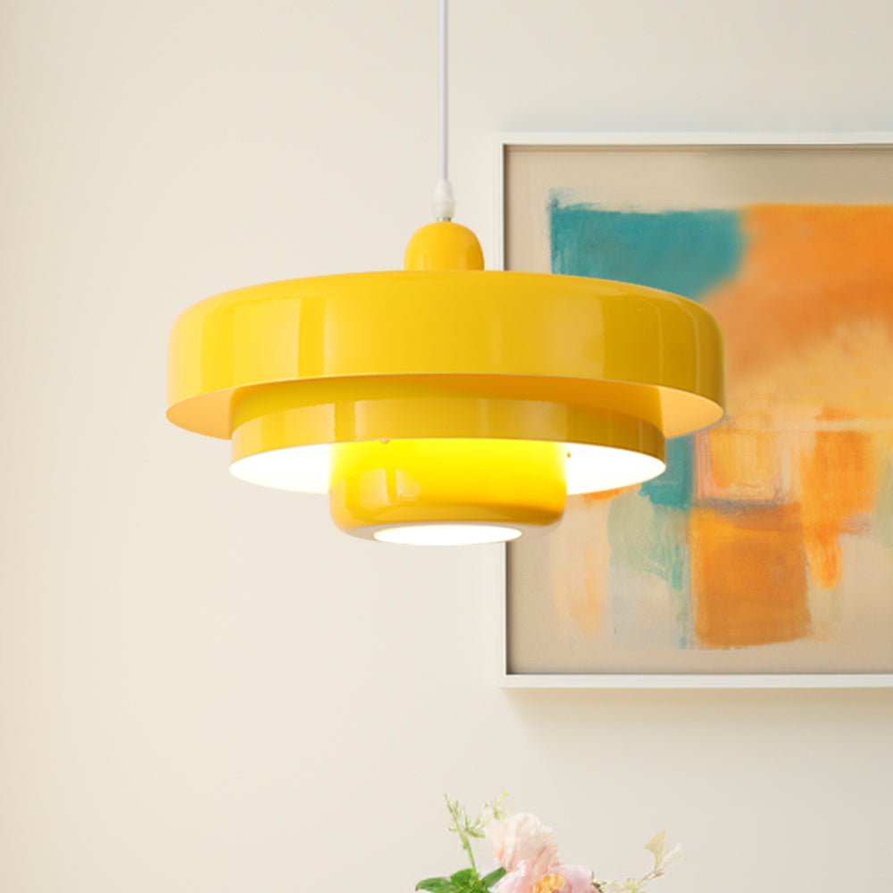 Okrągła Lampa Wisząca Retro z Metalowym Kloszem