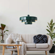 Okrągła Lampa Wisząca Retro z Metalowym Kloszem