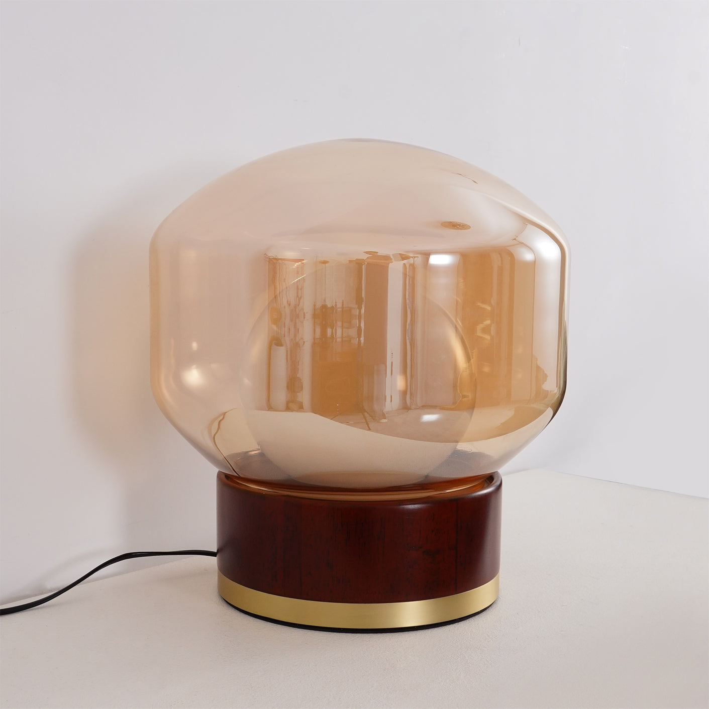 Okrągła Szklana Lampa Stołowa | Nowoczesna