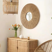 Okrągłe Lustro Ścienne z Dekoracyjną Liną – Styl Rustykalny i Boho