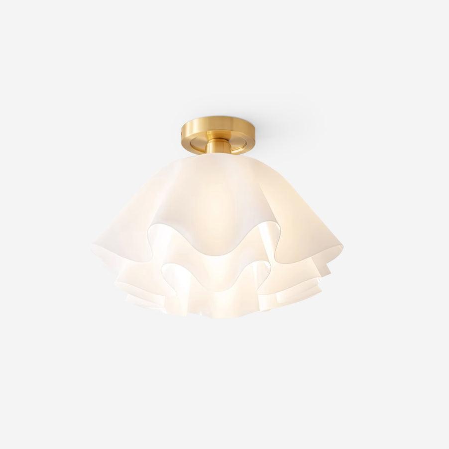 Ceiling Light with Wavy Shade – White and Gold, E27