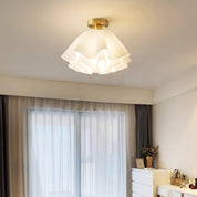 Ceiling Light with Wavy Shade – White and Gold, E27