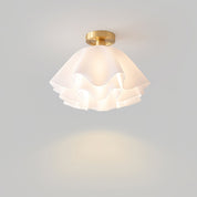 Ceiling Light with Wavy Shade – White and Gold, E27