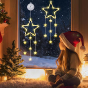 Light-Up LED Window Stars – Set of 2, Battery, Timer
