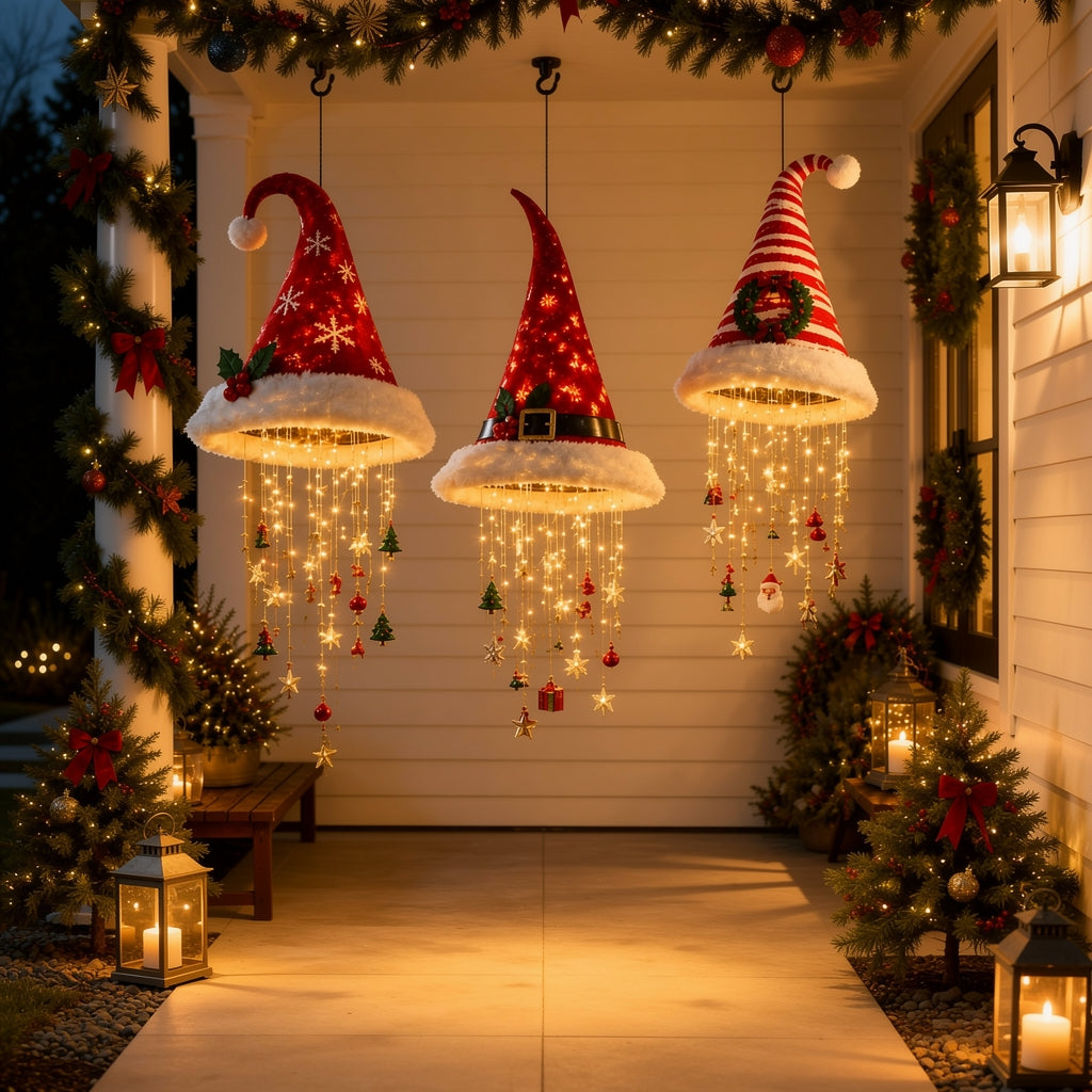 Light-Up Hanging Santa Hat, LED, 60 cm – 3 Designs