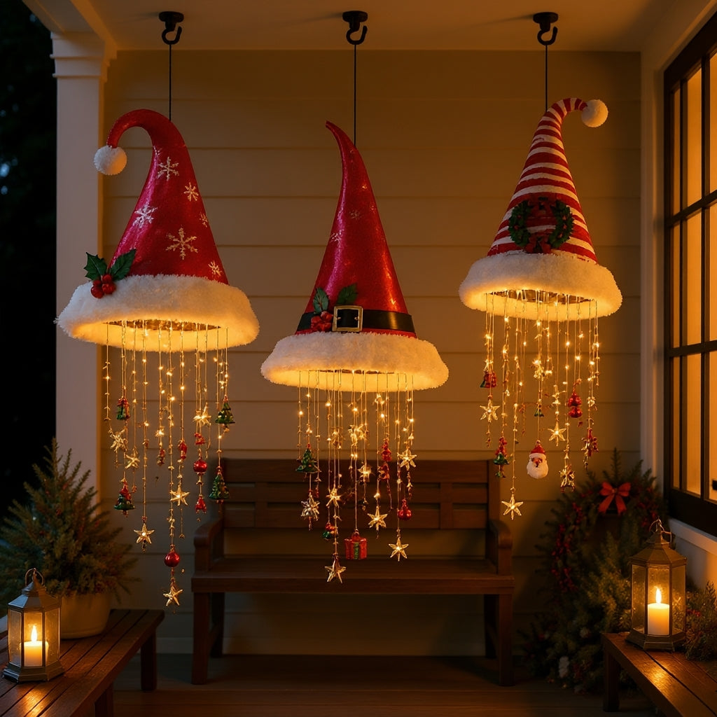 Light-Up Hanging Santa Hat, LED, 60 cm – 3 Designs