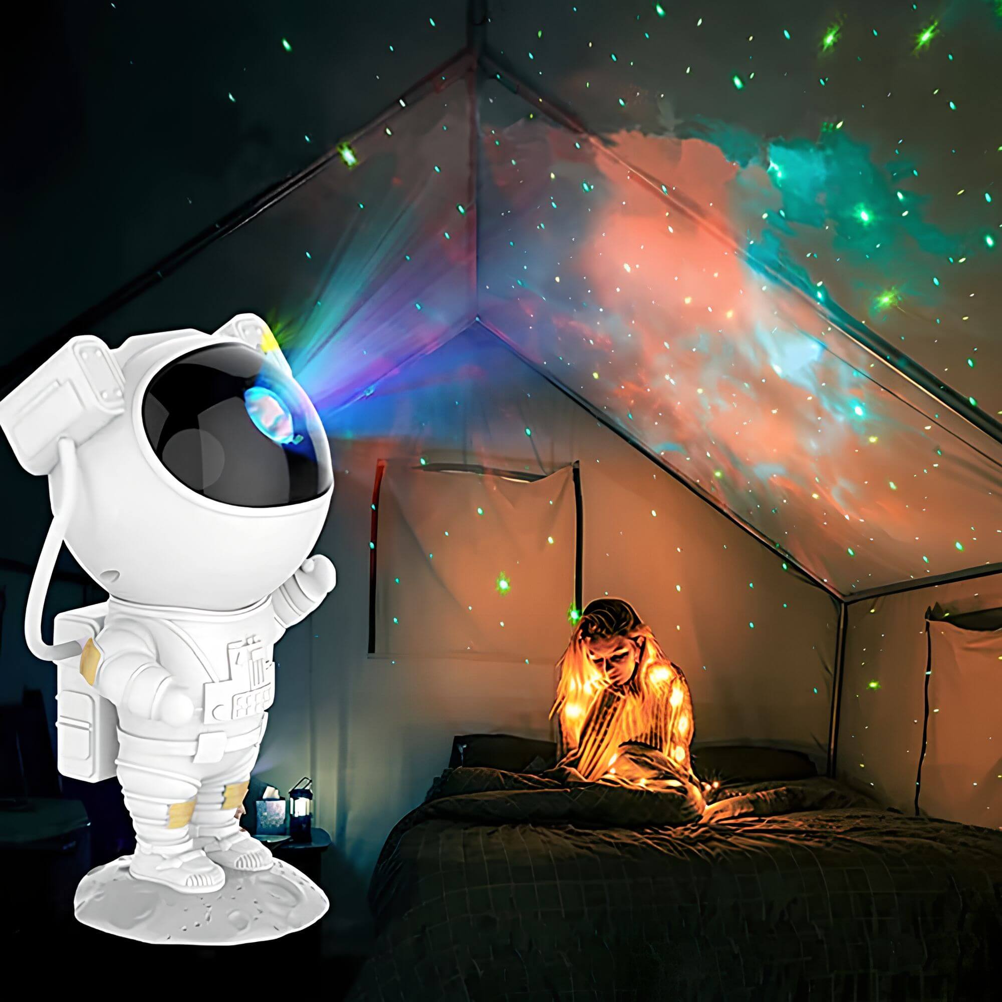 Projektor Gwiazd Astronauta 23 cm – Mgławica, Lampka na USB