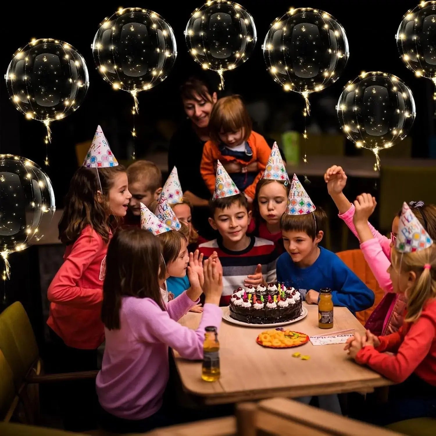 Przezroczyste Balony LED 45 cm – Ciepłe Białe Światło, Zestaw 10 Sztuk