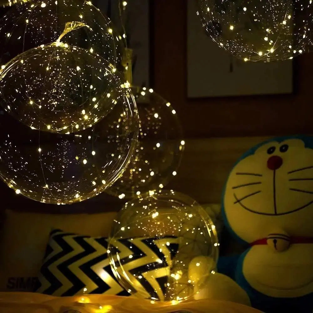 Przezroczyste Balony LED 45 cm – Ciepłe Białe Światło, Zestaw 10 Sztuk