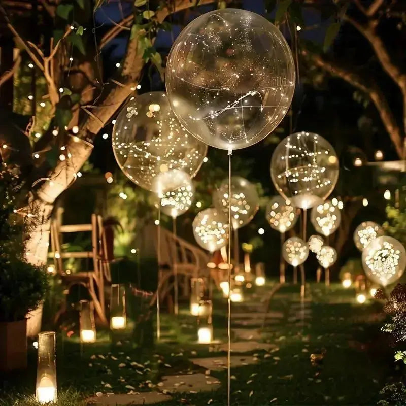 Przezroczyste Balony LED 45 cm – Ciepłe Białe Światło, Zestaw 10 Sztuk