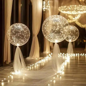 Przezroczyste Balony LED 45 cm – Ciepłe Białe Światło, Zestaw 10 Sztuk