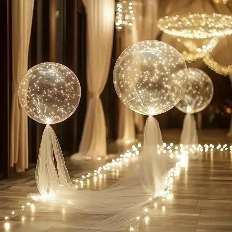 Przezroczyste Balony LED 45 cm – Ciepłe Białe Światło, Zestaw 10 Sztuk