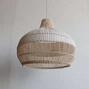 Rattanowa Lampa Wisząca z Plecionym Kloszem do Wyspy Kuchennej
