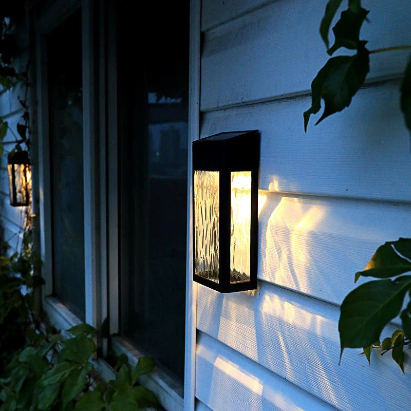 Solarna Zewnętrzna Lampa Ścienna LED | Szkło Teksturowane
