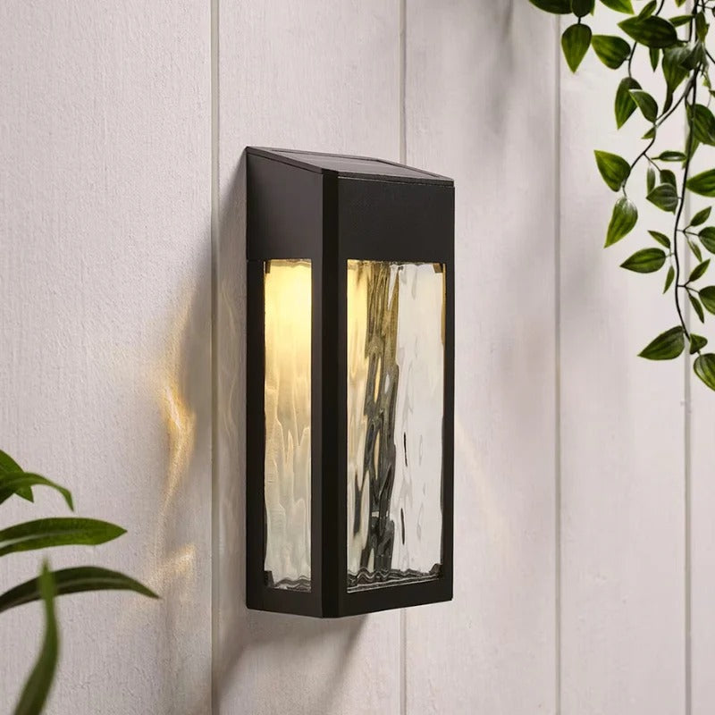 Solarna Zewnętrzna Lampa Ścienna LED | Szkło Teksturowane