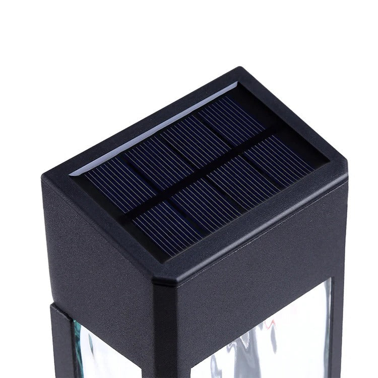Solarna Zewnętrzna Lampa Ścienna LED | Szkło Teksturowane