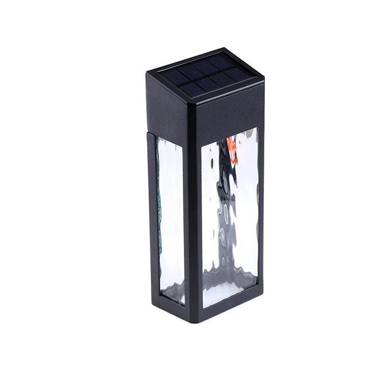 Solarna Zewnętrzna Lampa Ścienna LED | Szkło Teksturowane