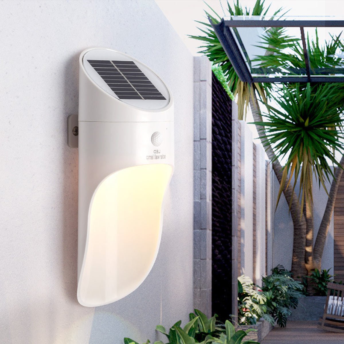 Solarna Zewnętrzna Lampa Ścienna z Czujnikiem Ruchu PIR