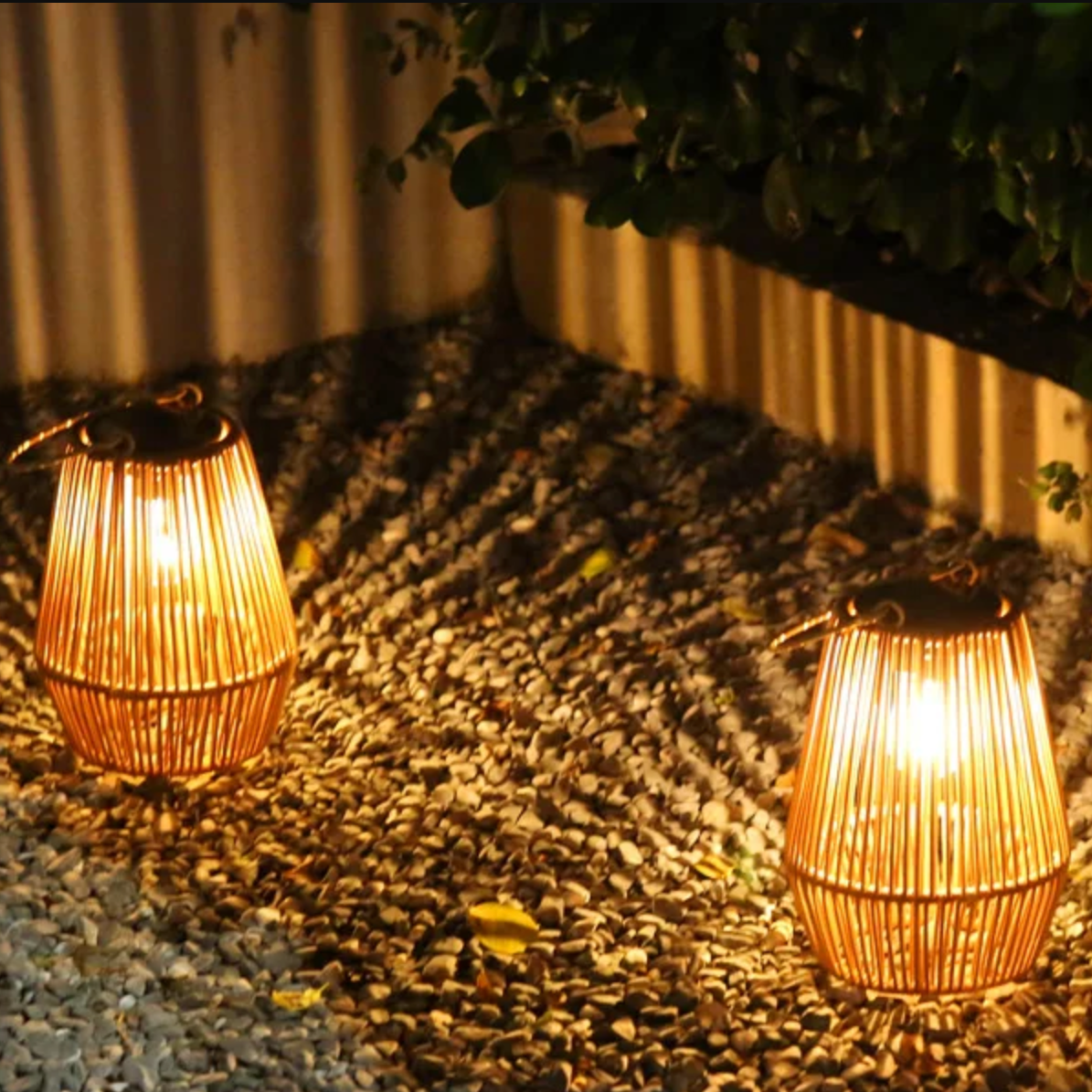 Woven Solar LED Lantern with Dusk Sensor