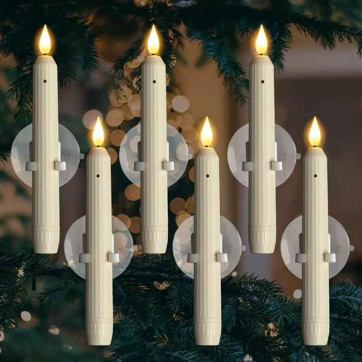 Świece LED do Okna z Przyssawką – 6 szt., Czujnik Zmierzchu